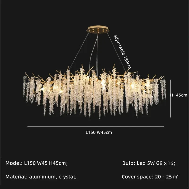 DecorBites™ Gold Aluminium Branch Pendant Light Chandelier for Modern Dining Room Decor