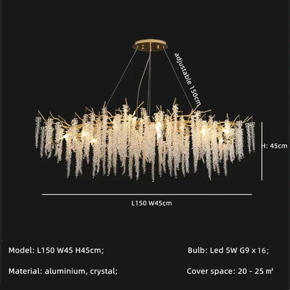 DecorBites™ Gold Aluminium Branch Pendant Light Chandelier for Modern Dining Room Decor