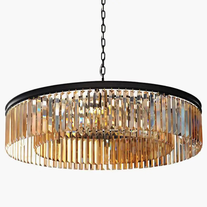DecorBites™ Gold Black Metal LED Pendant Lights with Crystal Suspension and Chain Hangings