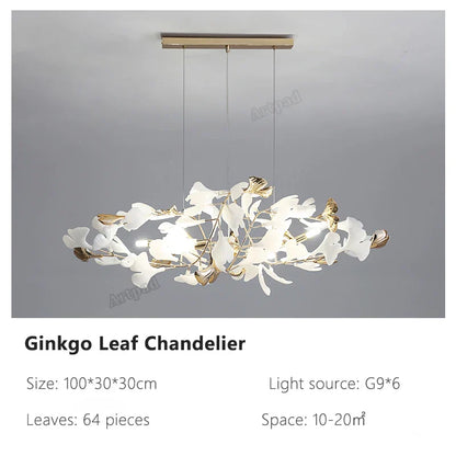 ثريا أوراق الجنكة من ديكوربايتس™: مصباح معلق فاخر على الطراز الاسكندنافي للفنادق والسلالم وغرف المعيشة