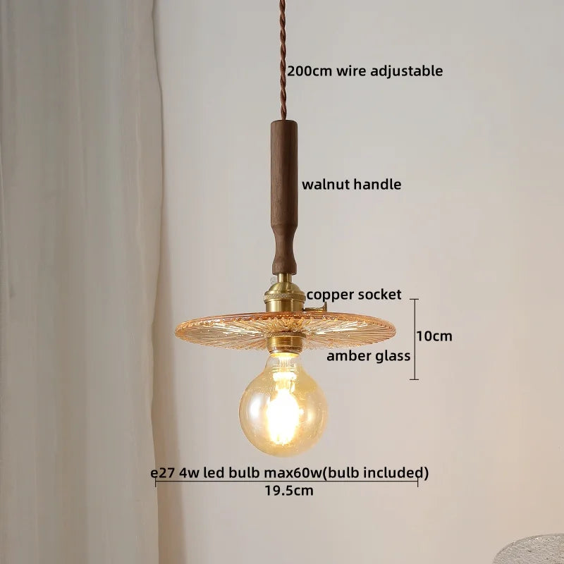 DecorBites™ Copper Ceramic LED Pendant Light with Knob Switch - 4w Bulb & Lamparas Colgante