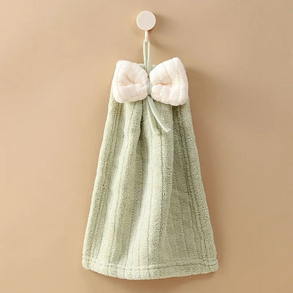 DecorBites™ Bowknot Microfiber Hand Towels Soft & Absorbent Coral Velvet for Kitchen & Bathroom