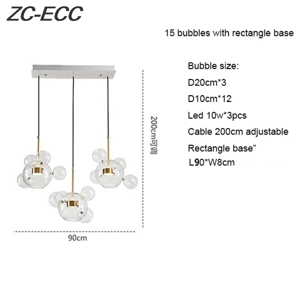 DecorBites™ Glass Bubble LED Chandelier: Stylish Ceiling Lighting for Dining & Living Room