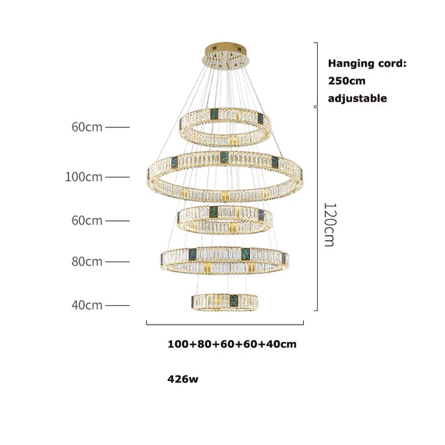 DecorBites™ Golden LED Ring Chandelier for Modern Luxury Living and Dining Spaces