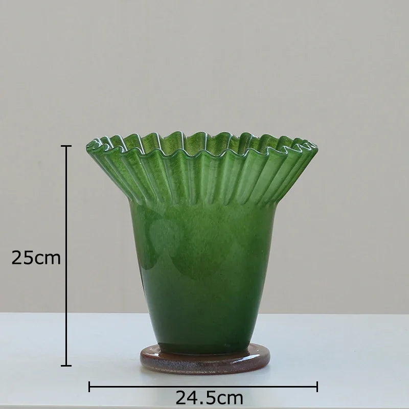 DecorBites™ Lotus Leaf Glass Vase: Elegant Table Decor & Plant Pot for Room Aesthetic