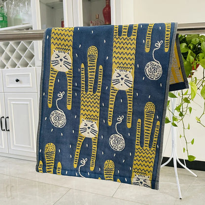 DecorBites™ Cat Gauze Hand Towels - Set of 4 | 100% Cotton, 35*40cm | Bathroom & Kitchen Essentials