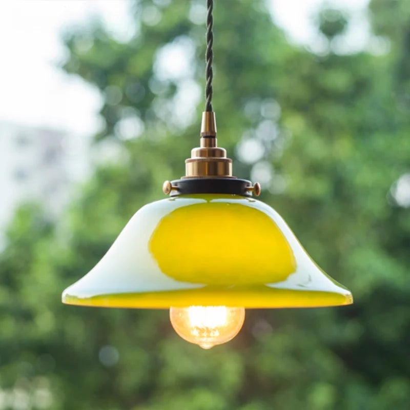 DecorBites™ Green Lotus LED Pendant Light Glass Hanging Lamp