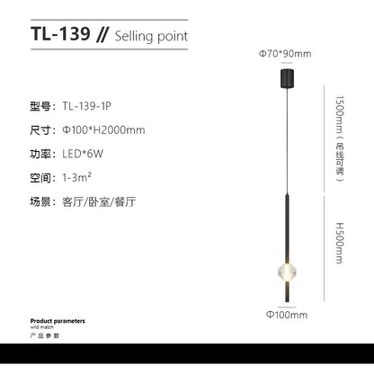 Lámparas colgantes de cristal DecorBites™ para dormitorio, iluminación LED moderna y minimalista para interiores