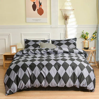 Decobites Geometric Stripes Bedding Set: Duvet Cover, Bed Sheets, Pillowcases