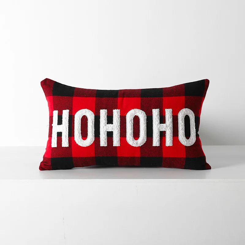 DecorBites™ Christmas Plaid Cushion Cover in Red Black Check for Home Sofa Bed