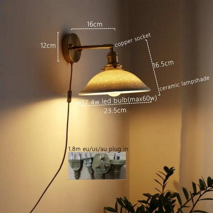 DecorBites™ Ceramic Copper LED Wall Lamp for Bedroom Bedside Mirror Light