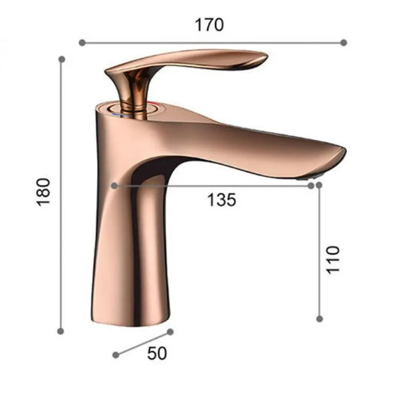 Tuqiu Rose Gold Bathroom Faucets Brief Basin Faucet Sink Mixer Tap Hot & Cold Deck Mounted Lavatory Crane Water Tap