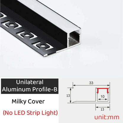 DecorBites™ Black LED Aluminum Profile for Invisible Ceiling Light Strip Bar
