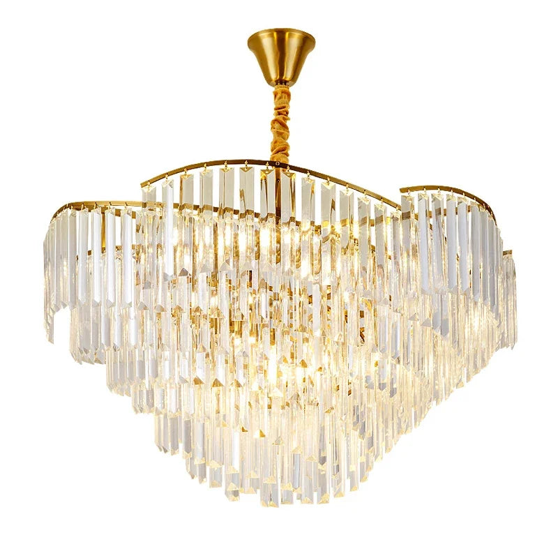 DecorBites™ Crystal Chandelier: Modern LED Pendant Light for Living Room & Bedroom
