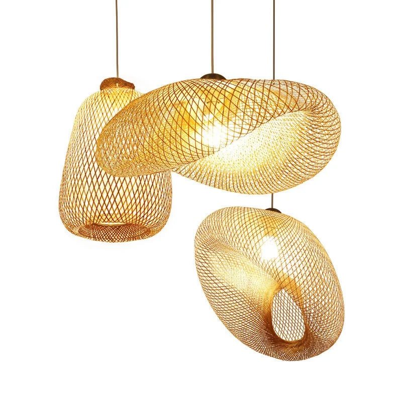 DecorBites™ Bamboo Chandelier: Handmade LED Pendant Light for Living & Dining Room.withOpacity