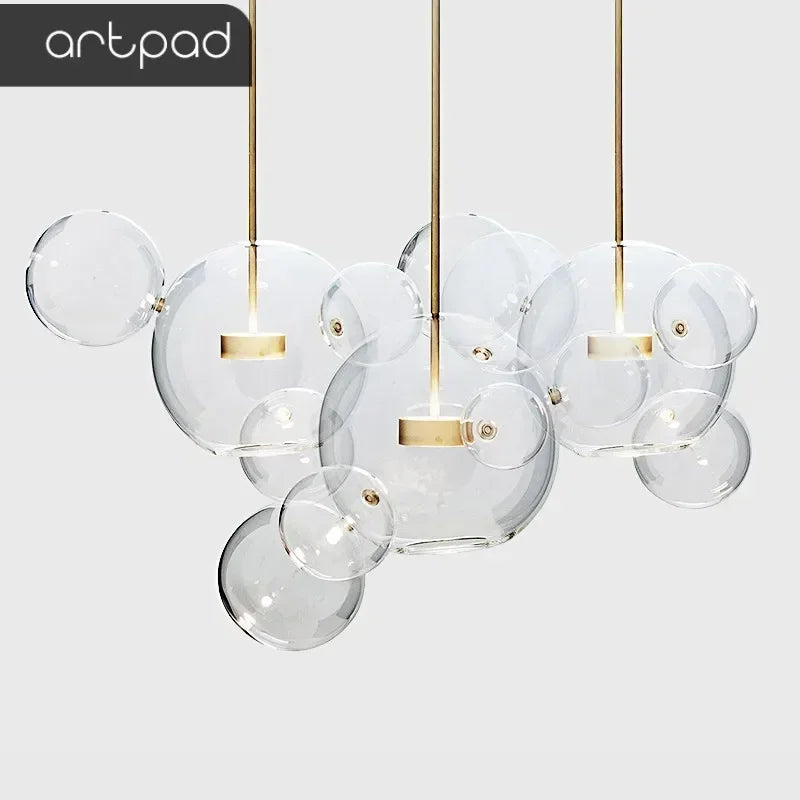 Artpad Nordic Modern Chandelier Lighting Glass Bubble Dinging Room LED Chandelier Living Room Hanging Lamps for Kitchen