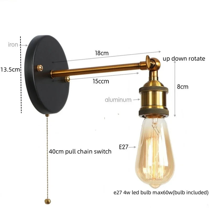 Decorbites™ Gold Vintage Eisen LED Wandlampe für Innenraumdekoration - Retro Einfache Leuchte