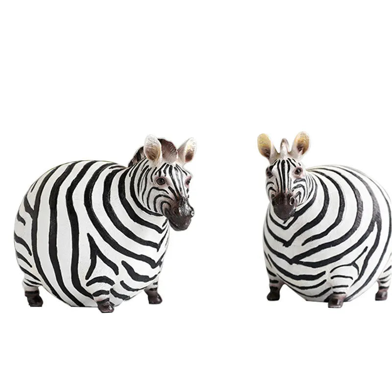 DecorBites™ Cute Fat Zebra Resin Animal Figurine Sculpture Desktop Art Decoration