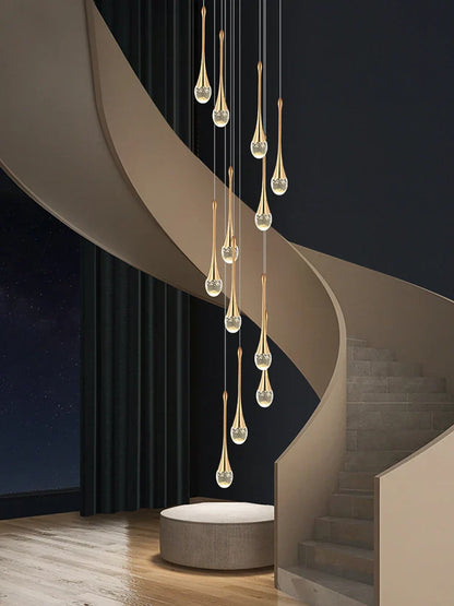 DecorBites™ Crystal Chandelier: Modern LED Hanging Lamp for Living Room, Villa, and Staircase