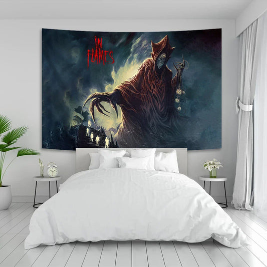 In Flames Tapestry - Death Metal Band Album Cover Wall Art for Living Room by Decobites