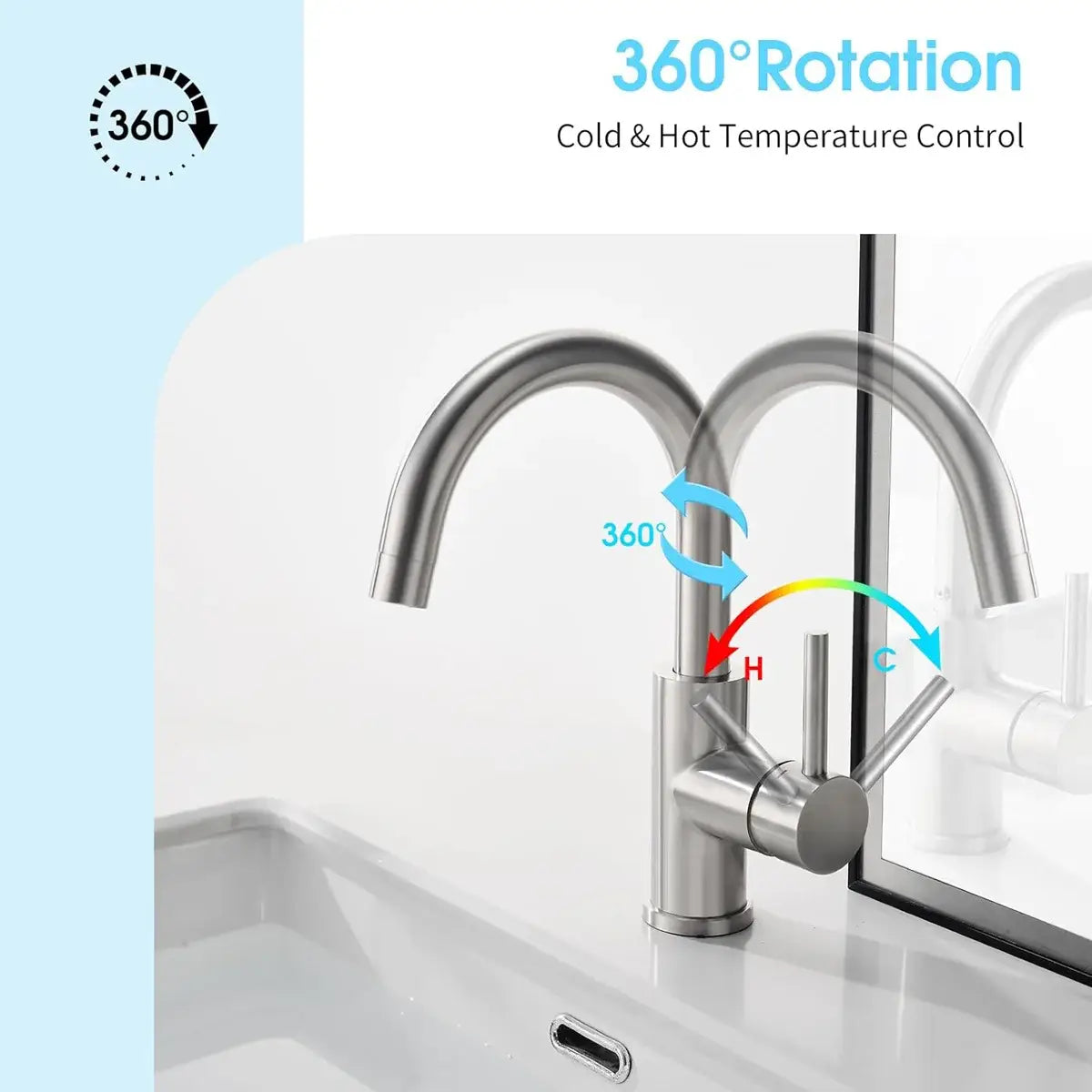 DecorBites™ Black Stainless Steel Bathroom Faucet - Single Handle
