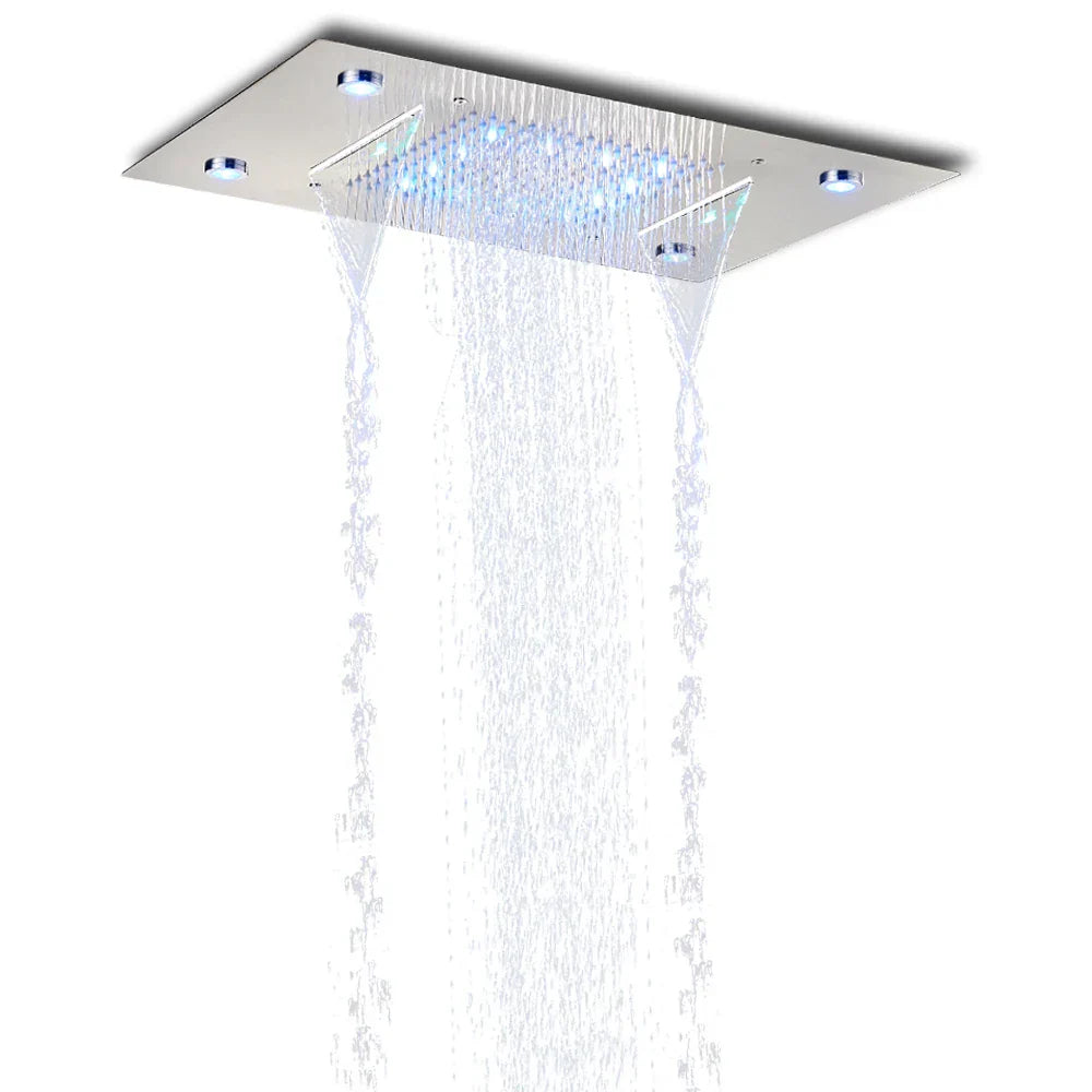 DecorBites™ LED Rain Waterfall Shower Head with Remote Control and Color-changing LED - 50*35CM Square