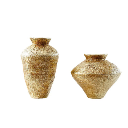 DecorBites™ Golden Vase Resin Handicraft Flower Arrangement Home Decor Bouquet Accent