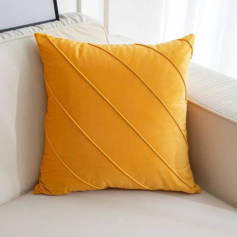 DecorBites™ Hand Pleat Embroidered Cushions 30x50/45x45cm Beige Pink Nordic Style Pillowcase