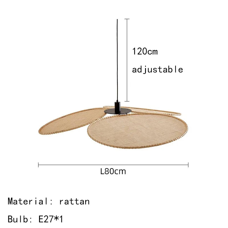 DecorBites™ Japanese Wicker Petal Chandelier for Tea House Dining, Parlor, Restaurant