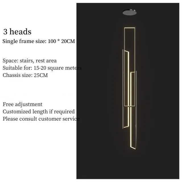 DecorBites™ LED Stair Chandelier: Luxury Loft Geometry Pendant Lamps for Modern Living