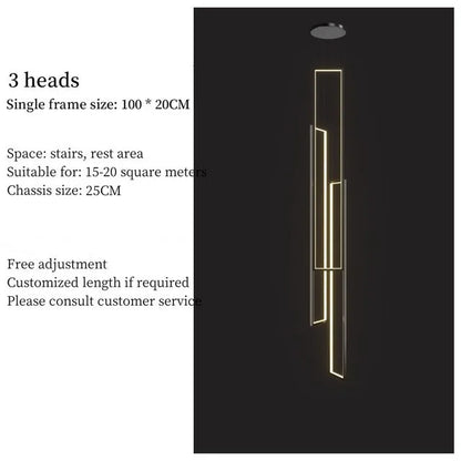 DecorBites™ LED Stair Chandelier: Luxury Loft Geometry Pendant Lamps for Modern Living