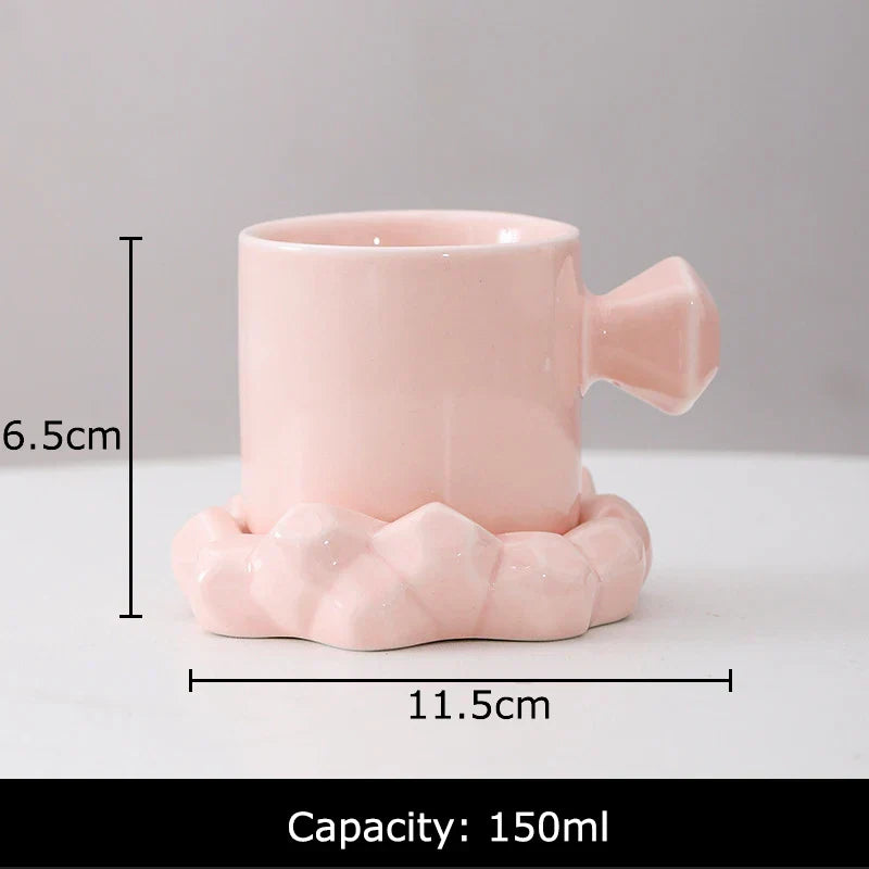 DecorBites™ Bowknot Decor Porcelain Cup & Saucer Set - Elegant Coffee Mug for Dining Table