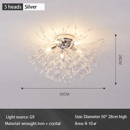 DecorBites™ Dandelion Crystal Chandelier LED Ceiling Light for Romantic Living Room & Bedroom