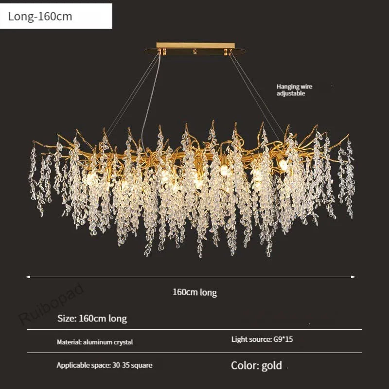 Lámpara de Araña de Uvas de Cristal Oro Decorbites™ para Comedor Sala de Estar Dormitorio