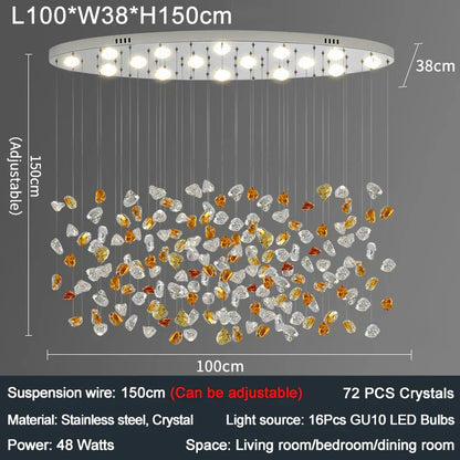 Decorbites™ Bunte Kristallstein-Lüster - Ovaler Leuchter LED-Beleuchtung für Heimdekoration