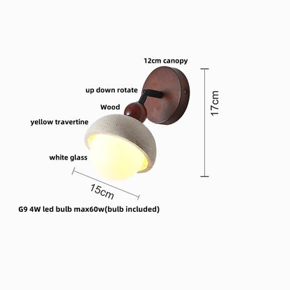 DecorBites™ Iron Rotate LED Wall Light Sconce Yellow Travertine: Modern Nordic Bedroom Lamp