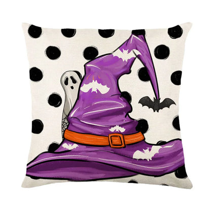 DecorBites™ Halloween Pumpkin Linen Cushion Cover Set for Home Sofa Bedroom Decor