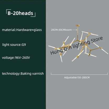 DecorBites™ Gold Branch LED Chandelier for Duplex Villa Staircase - Modern Indoor Lighting