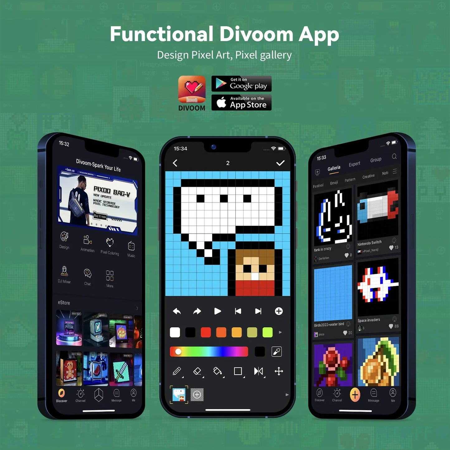 DecorBites™ Ditoo-Mic Bluetooth Speaker with Karaoke Microphone, Pixel Art Display, Sound Modes