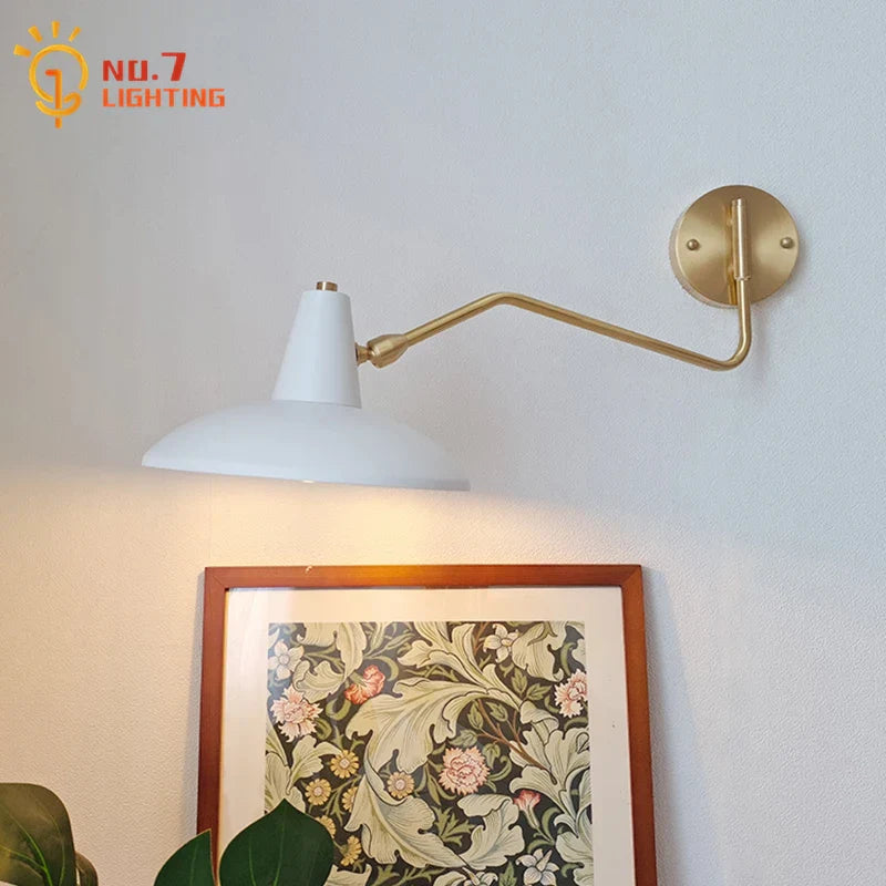Lámpara de pared DecorBites™ de cobre con brazo articulado, LED E27, estilo retro, telescópica, para mesita de noche o salón