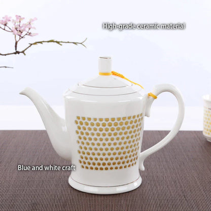 DecorBites™ Blue White Porcelain Tea Pot 660ml - Traditional Chinese Kung Fu Teaware