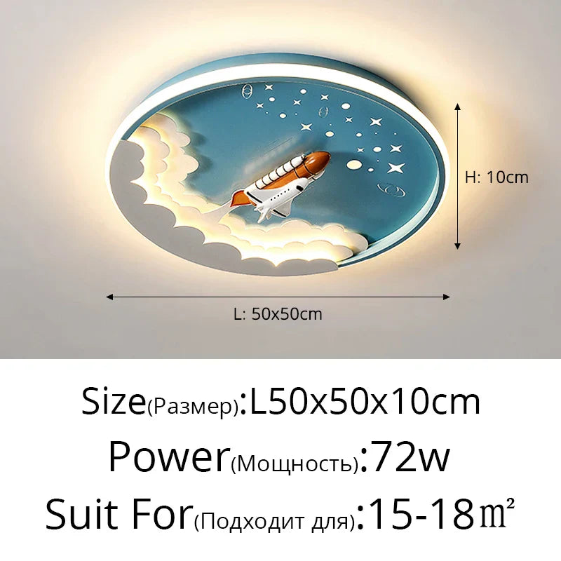 DecorBites™ Kids' Cartoon Unicorn Rocket LED Ceiling Light for Bedroom Study Room