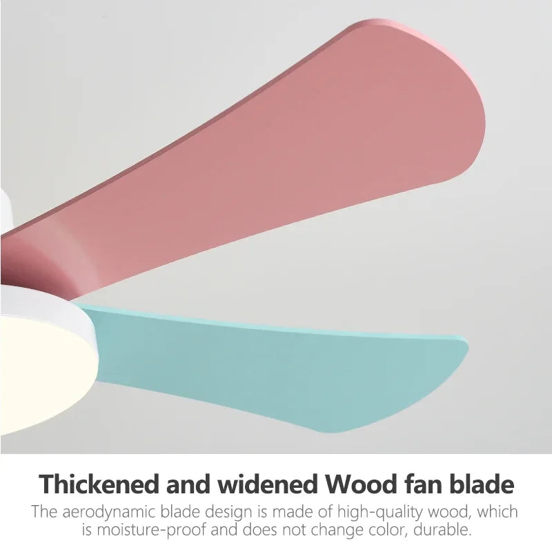 مروحة سقف DecorBites™ مقاس 48 بوصة لغرفة النوم والمطعم مزودة بخمس شفرات خشبية، ومحرك تيار مستمر، وإضاءة LED، وجهاز تحكم عن بُعد