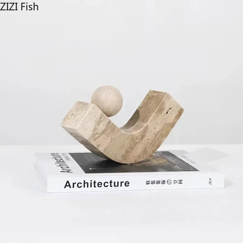 ديكور بايتس™ - زخارف حجرية هندسية - ديكور مكتب - عمل فني حديث - تمثال - ديكور غرفة