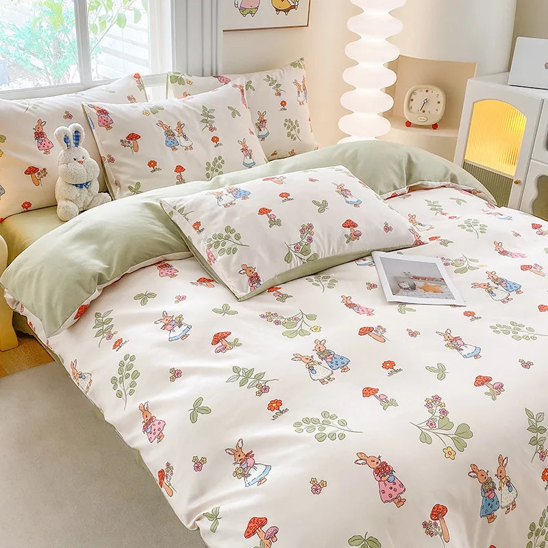 DecorBites™ Cute Printed Cotton Duvet Cover for Double Queen Bed - Cozy & Non-Fading