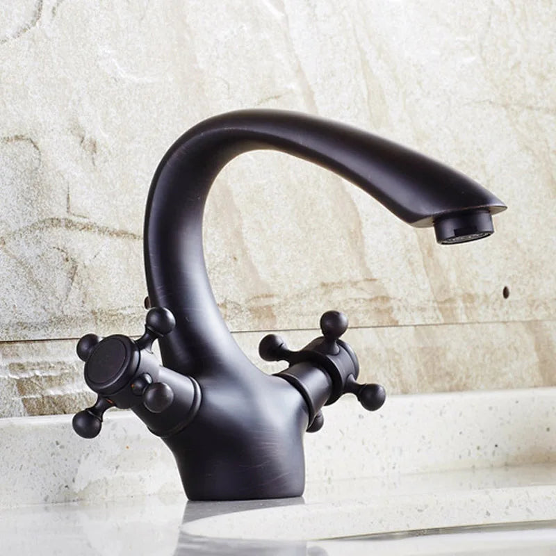 Grifo de Lavabo de Oro Decorbites™ para Baño con 2 Manijas - Mezclador de Lavabo de Lujo