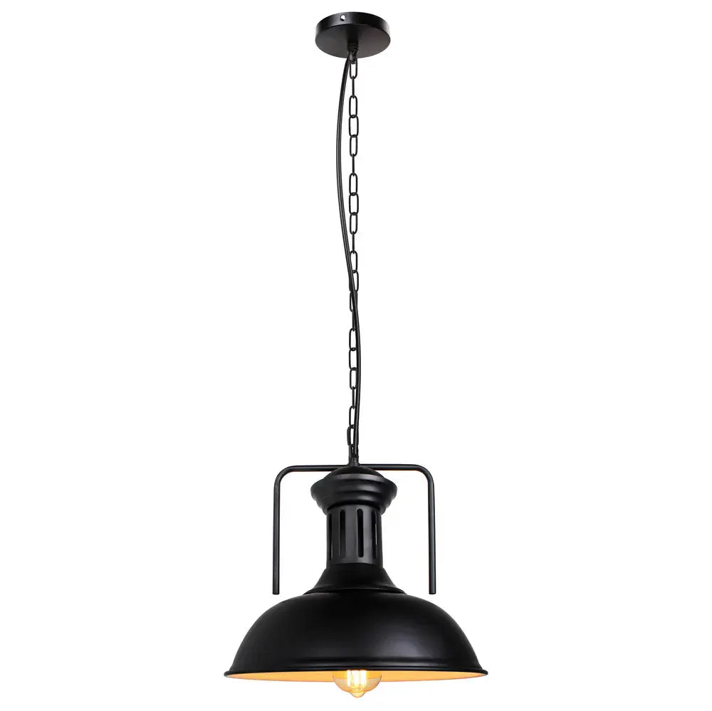 Vintage Black Metal Dome Pendant Light