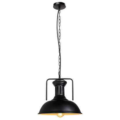 Vintage Black Metal Dome Pendant Light