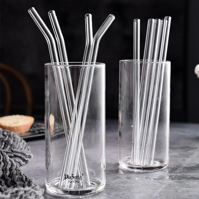 DecorBites™ Glass Straw Set for Smoothies Cocktails Bar - Reusable, High Borosilicate Straw