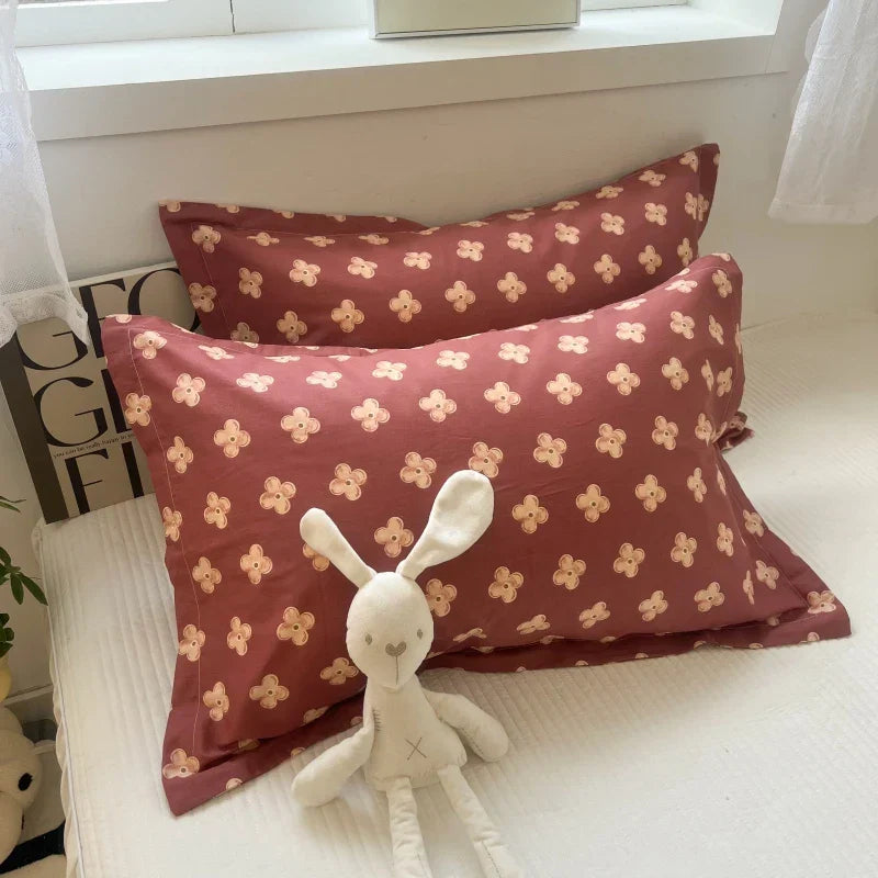 Funda de Almohada de Algodón Floral Coreano Decorbites™ 40x60cm, 48x74cm, 50x80cm, Cubierta para Cojín de Hogar